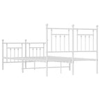 Metal Bed Frame without Mattress with Footboard White 120x200cm