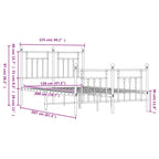 Metal Bed Frame without Mattress with Footboard White 120x200cm