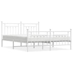 Metal Bed Frame without Mattress with Footboard White 180x200cm