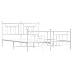 Metal Bed Frame without Mattress with Footboard White 180x200cm