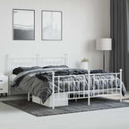 Metal Bed Frame without Mattress with Footboard White 180x200cm