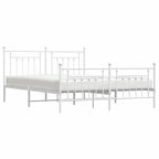 Metal Bed Frame without Mattress with Footboard White 180x200cm