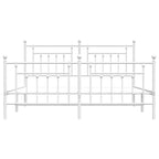Metal Bed Frame without Mattress with Footboard White 180x200cm