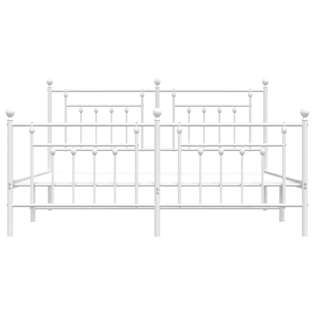 Metal Bed Frame without Mattress with Footboard White 180x200cm