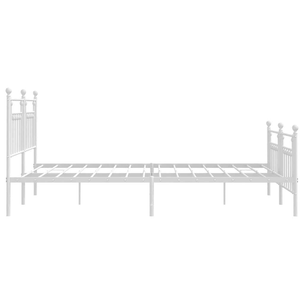 Metal Bed Frame without Mattress with Footboard White 180x200cm