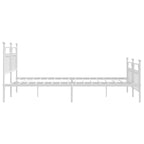 Metal Bed Frame without Mattress with Footboard White 180x200cm