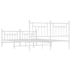 Metal Bed Frame without Mattress with Footboard White 180x200cm