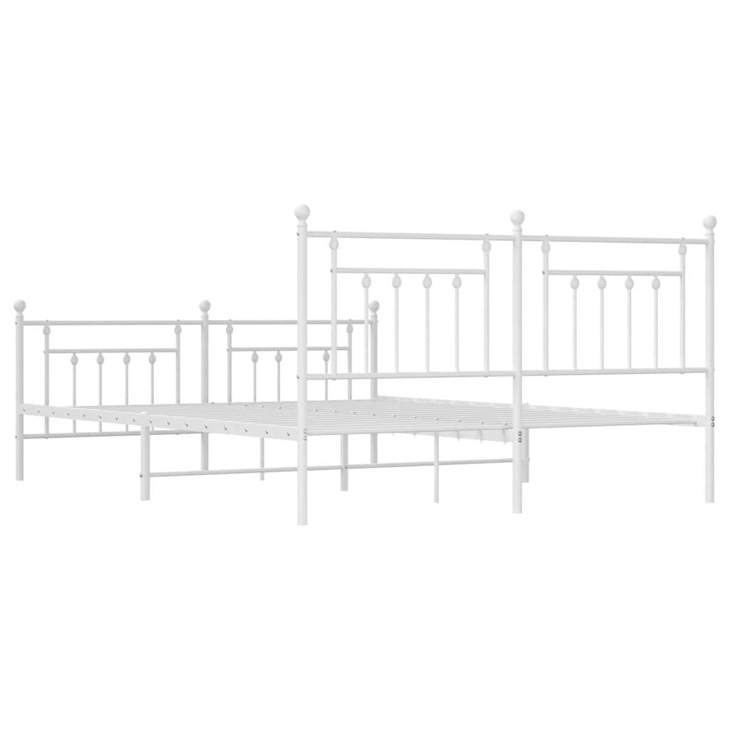 Metal Bed Frame without Mattress with Footboard White 180x200cm