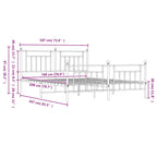 Metal Bed Frame without Mattress with Footboard White 180x200cm