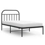 Metal Bed Frame without Mattress with Headboard Black 100x190cm