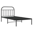 Metal Bed Frame without Mattress with Headboard Black 100x190cm