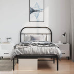 Metal Bed Frame without Mattress with Headboard Black 100x190cm