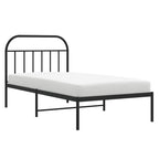 Metal Bed Frame without Mattress with Headboard Black 100x190cm