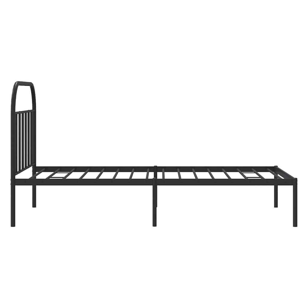 Metal Bed Frame without Mattress with Headboard Black 100x190cm