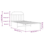 Metal Bed Frame without Mattress with Headboard Black 100x190cm