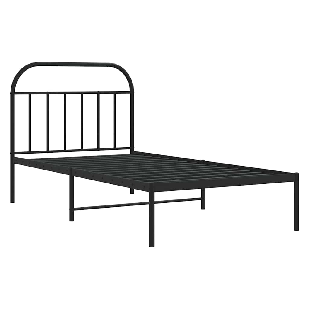 Metal Bed Frame without Mattress with Headboard Black 100x200cm