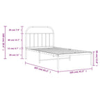 Metal Bed Frame without Mattress with Headboard Black 100x200cm