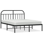 Metal Bed Frame without Mattress with Headboard Black 150x200cm