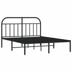Metal Bed Frame without Mattress with Headboard Black 150x200cm