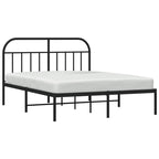 Metal Bed Frame without Mattress with Headboard Black 150x200cm