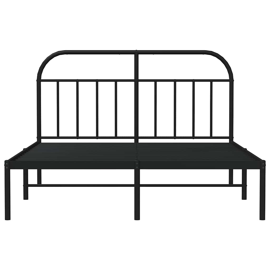 Metal Bed Frame without Mattress with Headboard Black 150x200cm