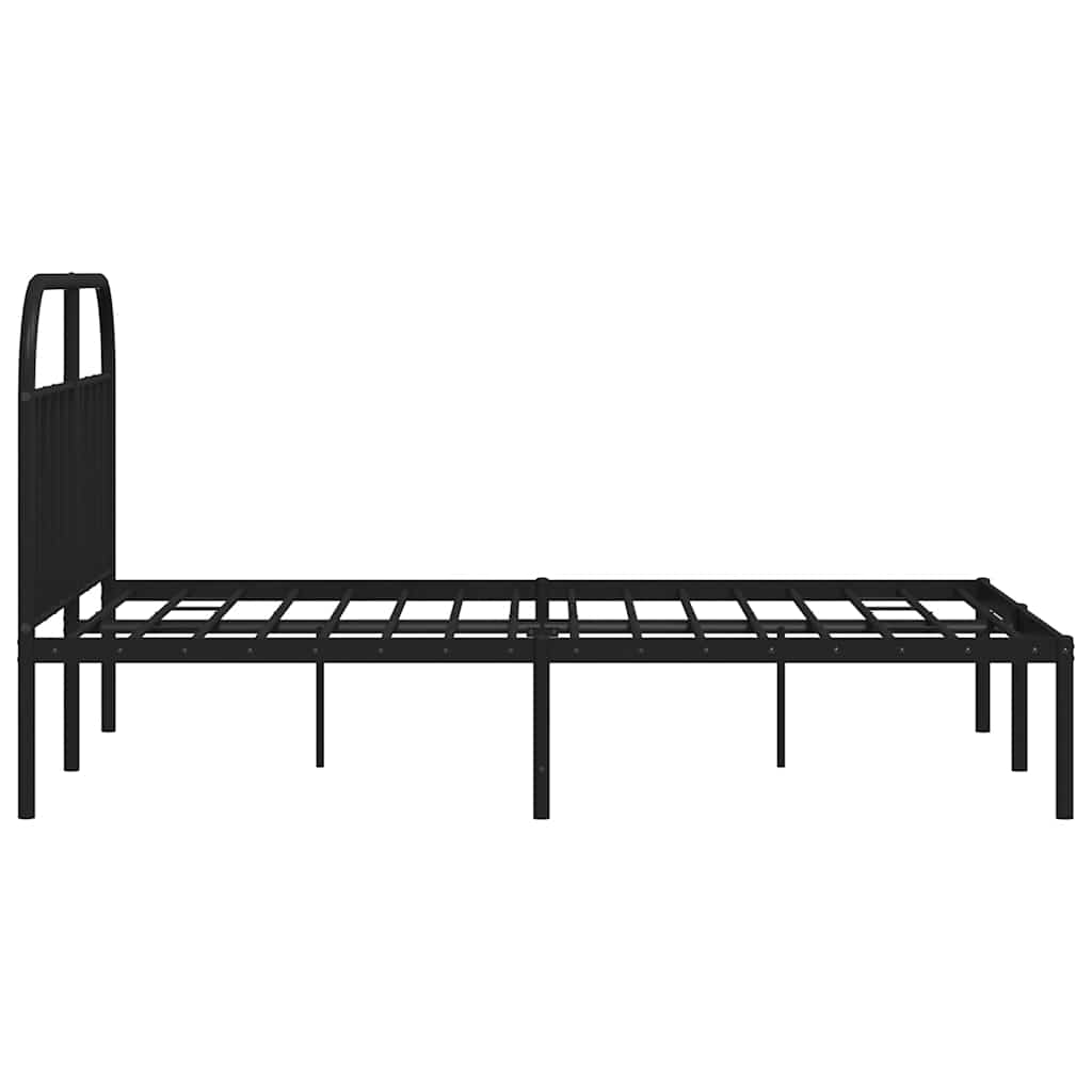 Metal Bed Frame without Mattress with Headboard Black 150x200cm