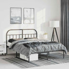 Metal Bed Frame without Mattress with Headboard Black 150x200cm