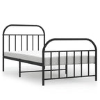 Metal Bed Frame without Mattress with Footboard Black 100x190cm