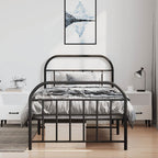 Metal Bed Frame without Mattress with Footboard Black 100x190cm