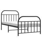 Metal Bed Frame without Mattress with Footboard Black 100x190cm