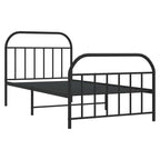 Metal Bed Frame without Mattress with Footboard Black 100x190cm