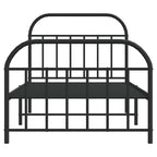 Metal Bed Frame without Mattress with Footboard Black 100x190cm