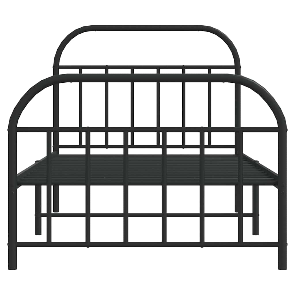 Metal Bed Frame without Mattress with Footboard Black 100x190cm