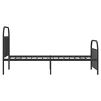 Metal Bed Frame without Mattress with Footboard Black 100x190cm