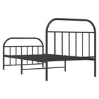Metal Bed Frame without Mattress with Footboard Black 100x190cm