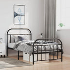 Metal Bed Frame without Mattress with Footboard Black 100x190cm