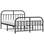 Metal Bed Frame without Mattress with Footboard Black 160x200cm