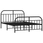 Metal Bed Frame without Mattress with Footboard Black 160x200cm