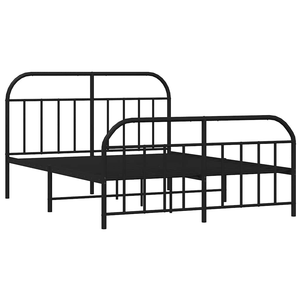 Metal Bed Frame without Mattress with Footboard Black 160x200cm