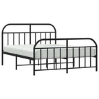 Metal Bed Frame without Mattress with Footboard Black 160x200cm
