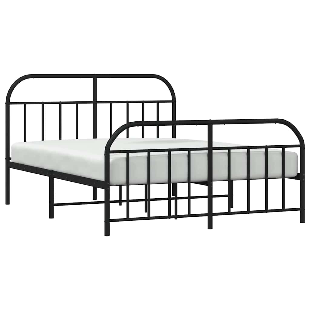 Metal Bed Frame without Mattress with Footboard Black 160x200cm