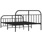 Metal Bed Frame without Mattress with Footboard Black 160x200cm