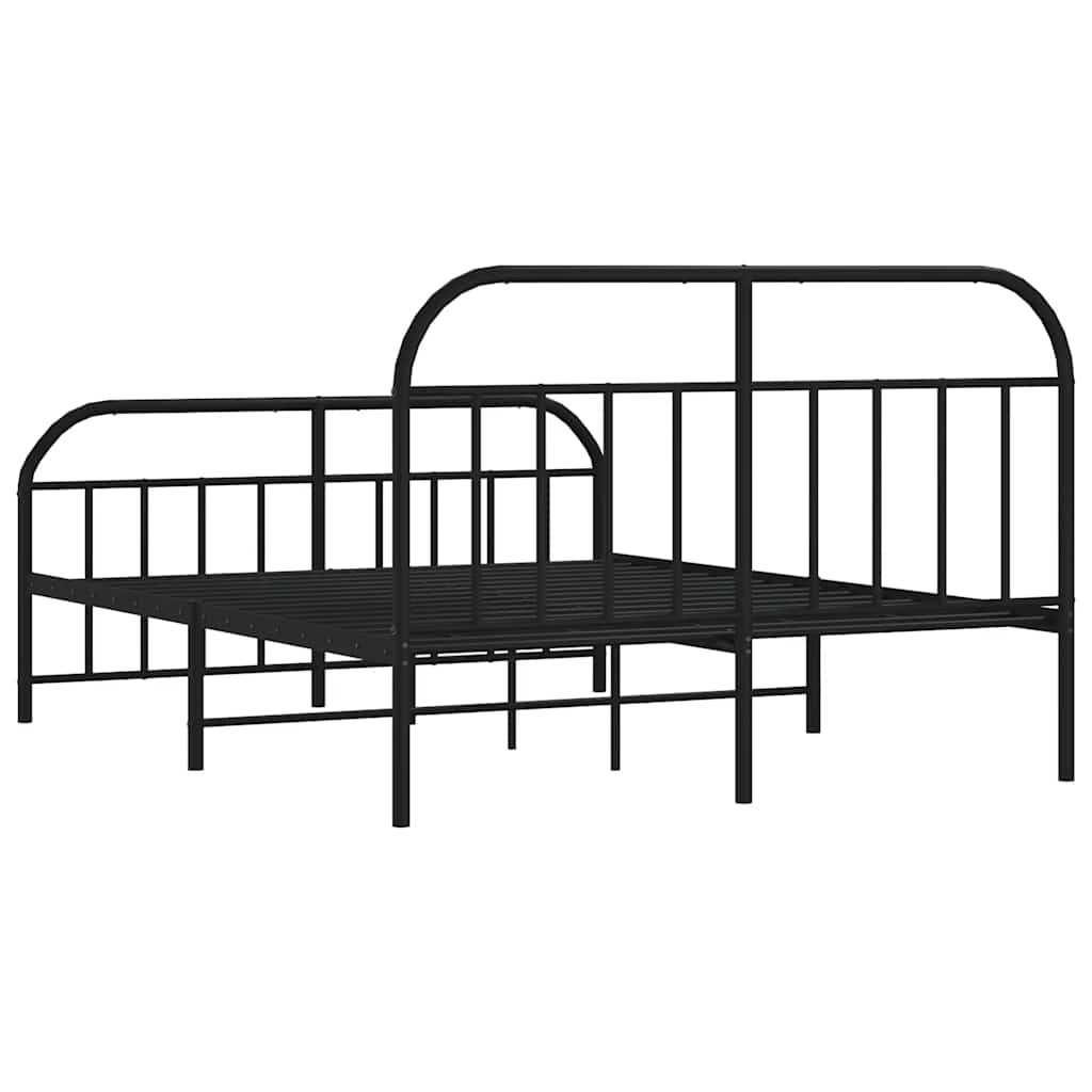 Metal Bed Frame without Mattress with Footboard Black 160x200cm