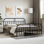 Metal Bed Frame without Mattress with Footboard Black 160x200cm