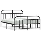 Metal Bed Frame without Mattress with Footboard Black 180x200cm