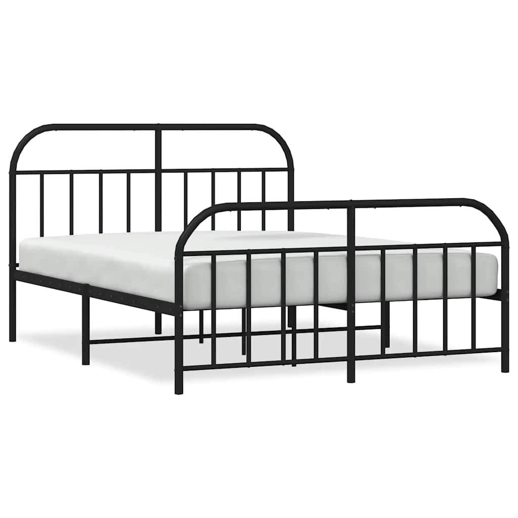 Metal Bed Frame without Mattress with Footboard Black 180x200cm