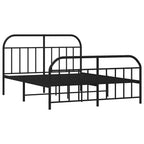 Metal Bed Frame without Mattress with Footboard Black 180x200cm