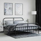 Metal Bed Frame without Mattress with Footboard Black 180x200cm