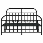 Metal Bed Frame without Mattress with Footboard Black 180x200cm