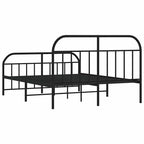 Metal Bed Frame without Mattress with Footboard Black 180x200cm